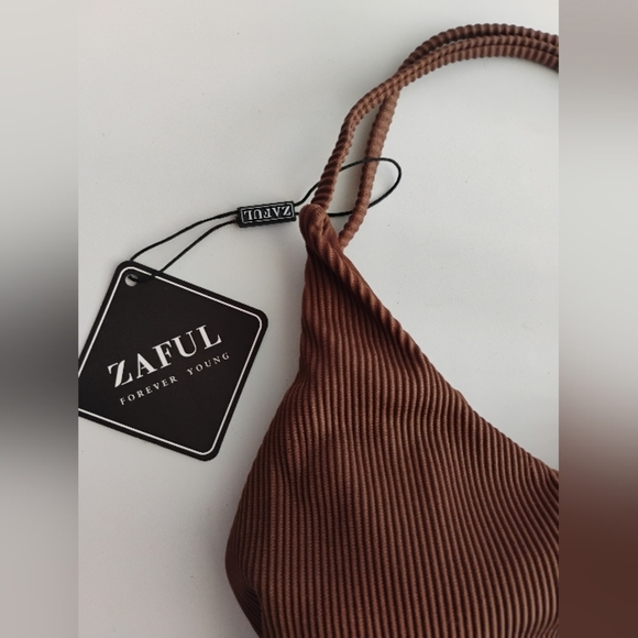 ZAFUL One Piece  Lace Up Tie Back Ribbed Fully Lined Tummy Control Scoop Padded - Picture 8 of 13